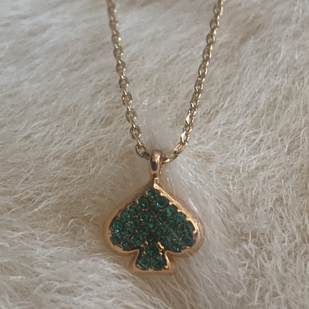 kate spade Gold Necklace with Green Spade Pendant